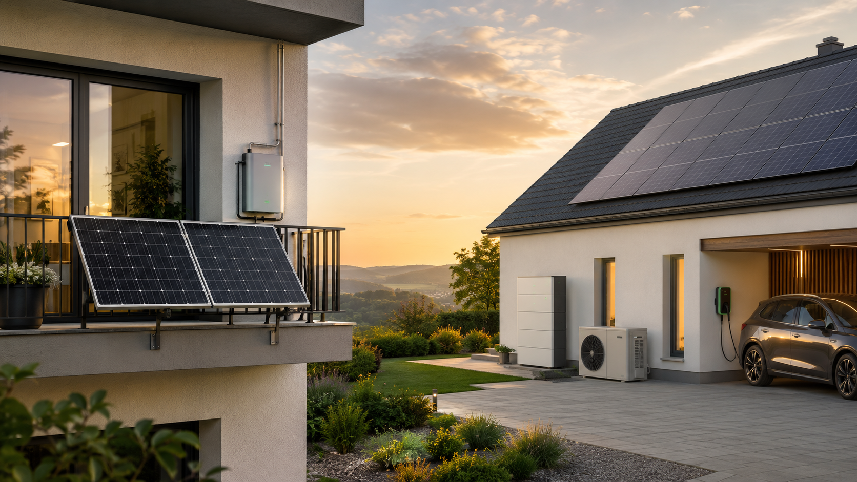 Modern home with modular home ESS or balcony solar ESS